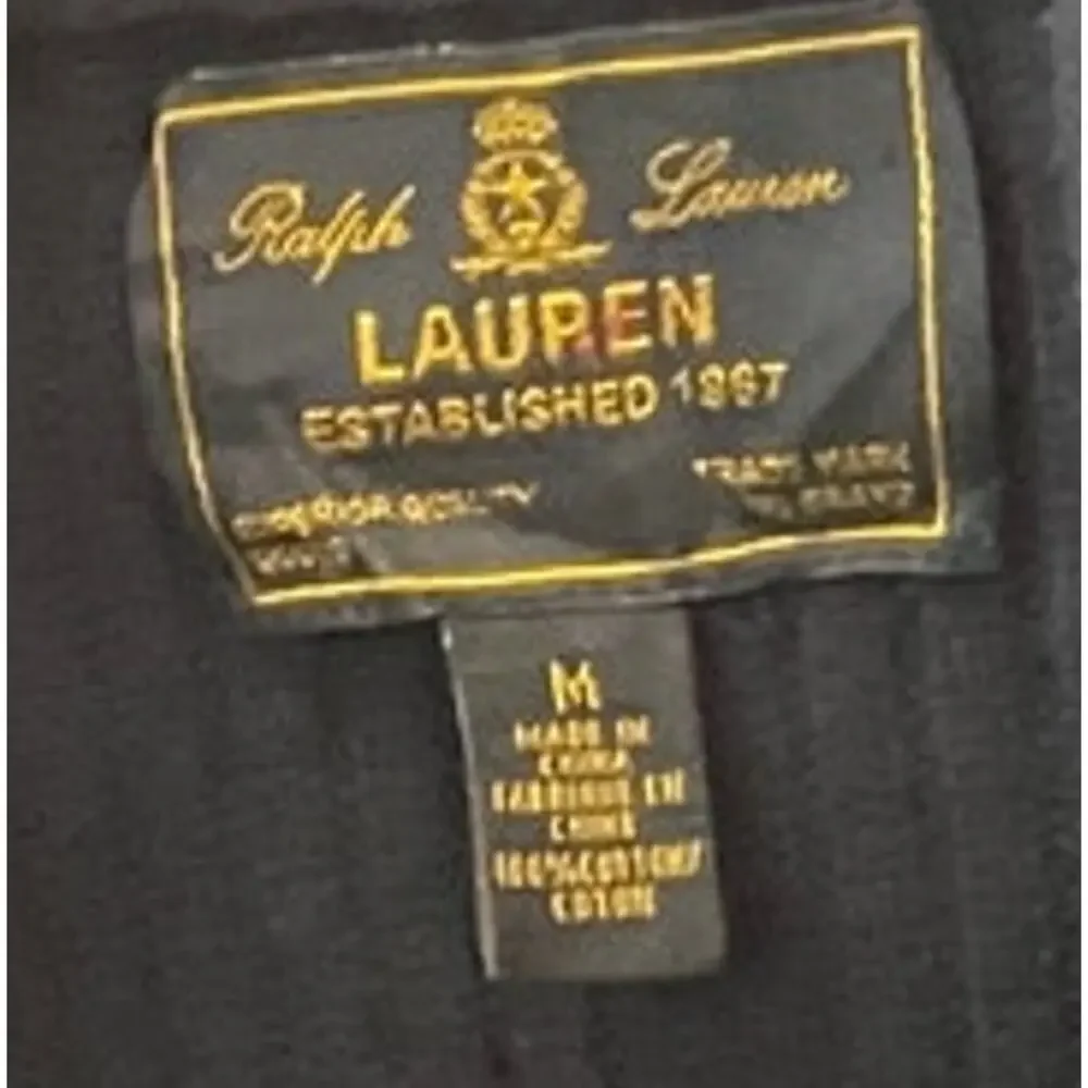 Ralph Lauren Black Label Women’s Ribbed Shawl Collar Sweater M Gold Buckle Black